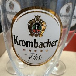 Kromacher Pils Gold Rimmed Pilsner Beer Glasses from Germany