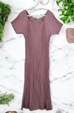 Free People Dusty Rose Wide Ribbed Knit Bodycon Midi Dress. Large