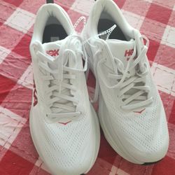 HOKA Running Shoes – Size US 10 (White/Red)