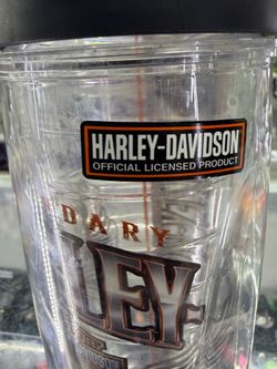 Official Harley-Davidson Clear Double-Wall Travel Water Bottle Tumbler with Flip-Top Lid