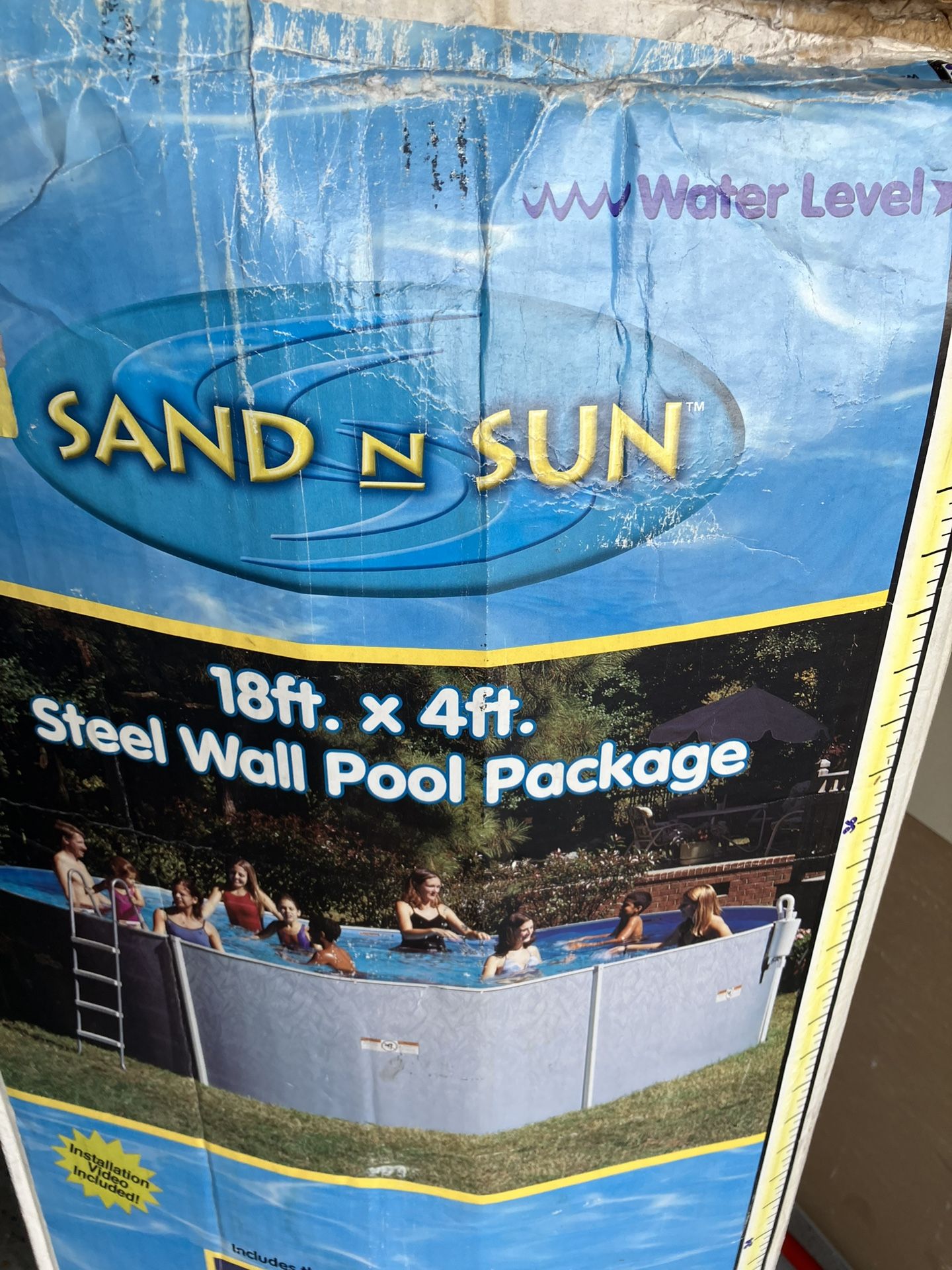 About the ground, pool brand new in the box