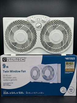 New Utilitech 9" Twin Window Fan (3-Speed Reversible)