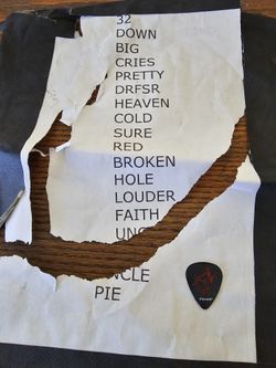 Official Warrant Robert Mason Guitar Pick & Set List from Tour