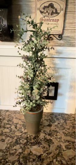 Faux Eucalyptus Plant in Ceramic Pot
