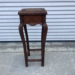 Vintage Handcrafted Woven Wicker & Rattan Plant Stand/Side Table