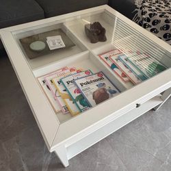 Coffee Table Wood Glass Display 