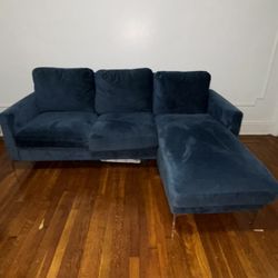 Suede Blue L-Section Sofa