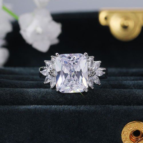 "Crystal Clear Large Pure Rectangle Zircon Wedding Rings for Women, L129
 
 