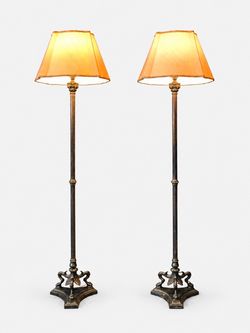 Pair of American French Neoclassical Revival Patinated Bronze Griffin Floor Lamps, c.1950's - Delivery Available