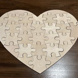 Laser Cut Wood Heart Puzzle DIY Fully Customizable
