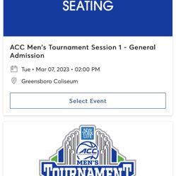 ACC basketball Tournament Tickets sessions 1-3