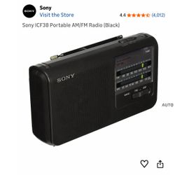 New Rare Sony ICF-38 Portable AM/FM Radio.