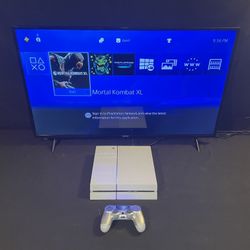 Playstation 4 Ps4 White With Controller