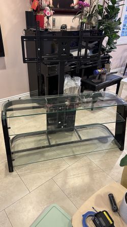 Flat Panel TV Mount Stand Glass Entertainment Center