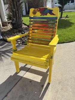 Handpainted Solid Wood Margaritaville theme Chair. Good quality heavy chair.