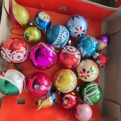 18 Small Medium Glass Aluminum Colorful Ornaments 