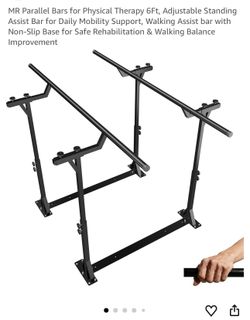 MR Parallel Bars for Physical Therapy 6Ft, Adjustable Standing Assist Bar for Daily Mobility Support, Walking Assist bar with Non-Slip Base for Safe R