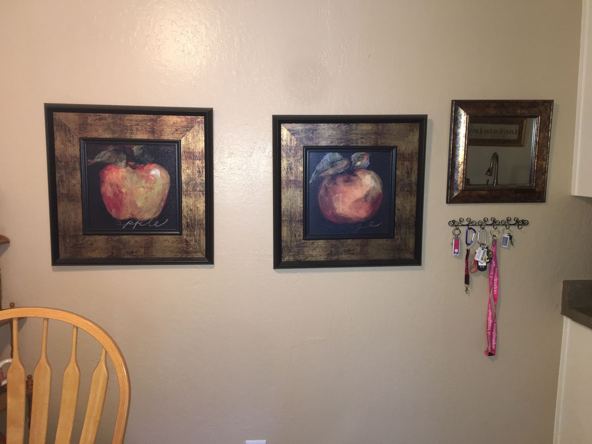 Wall hangings and matching mirror