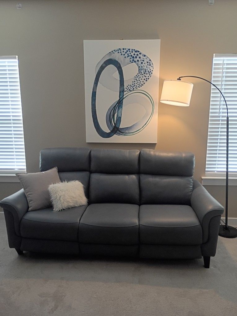 Leather Sofa With Dual Power Recliners