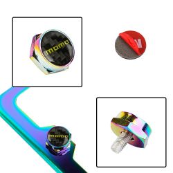 Brand New 4PCS Momo Racing Car License Plate Carbon Screw Bolt Cap Cover Screw Bolt