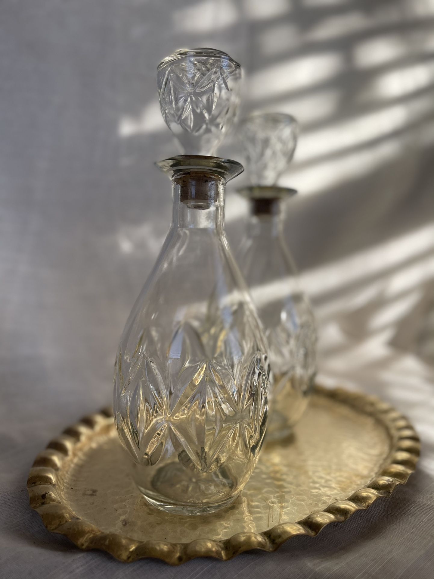 Pair Of Vintage Decanters 65 69 Liquor Glass Bottles