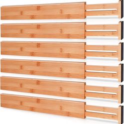 Bamboo Drawer Dividers, Kitchen Drawer Organizer with Spring Loaded,Separators for Dresser,Bathroom,Office