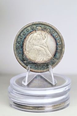 1843 P Liberty Seated Silver Coin Dollar toned XF/AU - cash local pickup