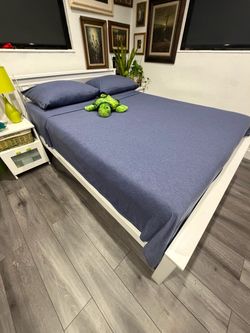 White Wood Full Bed Frame