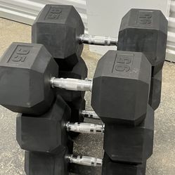 Deal Of The Month Brand New 95 Bls Rubber Hex Dumbbells For Sale 