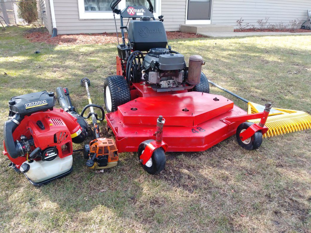 48" Exmark hydro walk behind lawn mower redmax 8500 and stihl trimmer (carpenterville il)