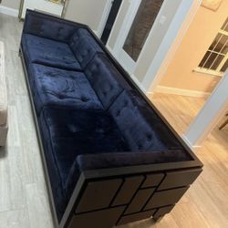 Blue Sofa With Solid wood Back