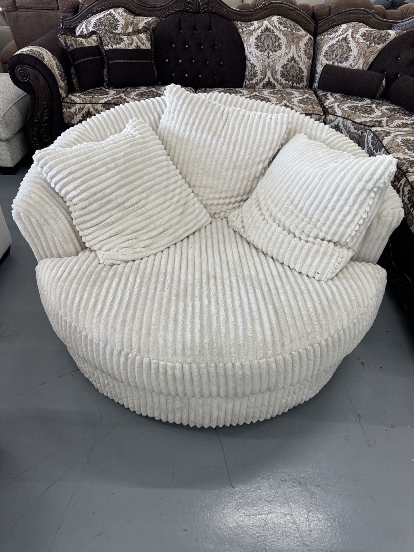 Swivel Chair ( White Plush) Same Day Delivery 9168317517
