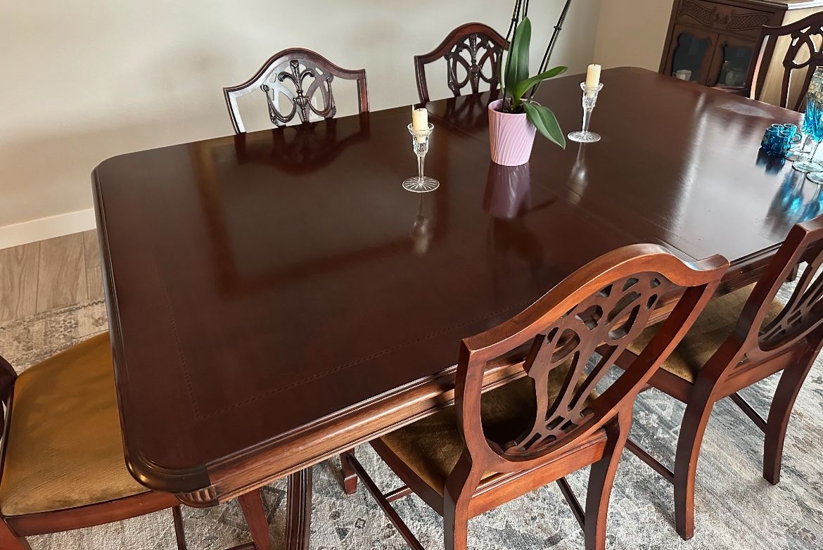 Wood Table With 6 Chairs