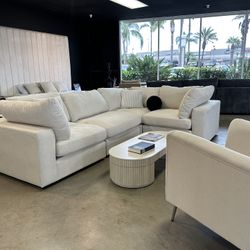 Modular Cloud Sofa Sectional in L-Shaped Configuration for Living Room 