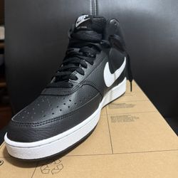 Nike Court Vision Mid NN — Black/White — Size 9.5 (Brand New)