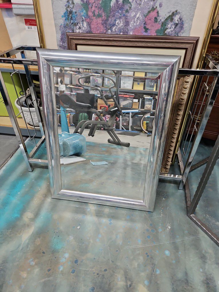 Silver Framed Mirror, Made In Italy  33x25