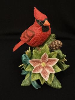 2008 Lenox porcelain figurine of a cardinal on a floral base.