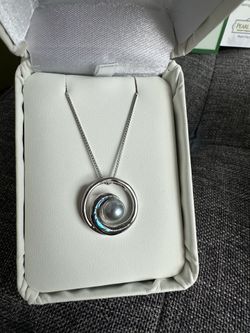 SALE🌺Na Hoku Pearl Factory silver wave pendant with abalone and 7.2 mm blue silver