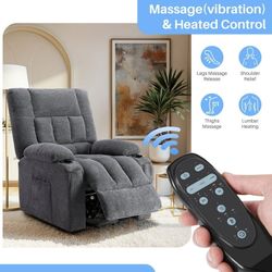 Recliner Chair with Massage and Heating, Home Theater Seating with Lumbar Support, Adjustable Electric Power Lift Chairs, Gray