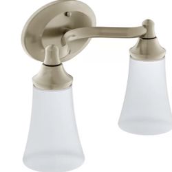 Moen YB2862BN Eva 2-Light Dual-Mount Bath Bathroom Vanity Fixture with Frosted Glass, Brushed Nickel