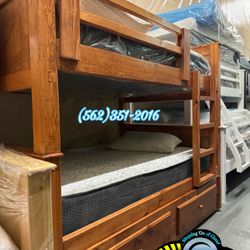 Triple Full Bunk Bed With Mattress New 