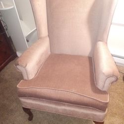 Dusty Rose Velvet Wingback Chair