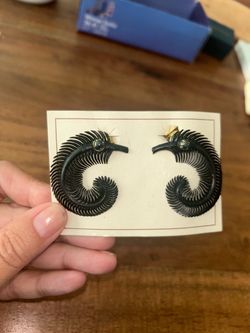 Vintage celluloid seahorse clip on earrings