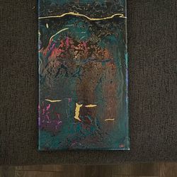 Textured Pour Painting With Gold-Leaf