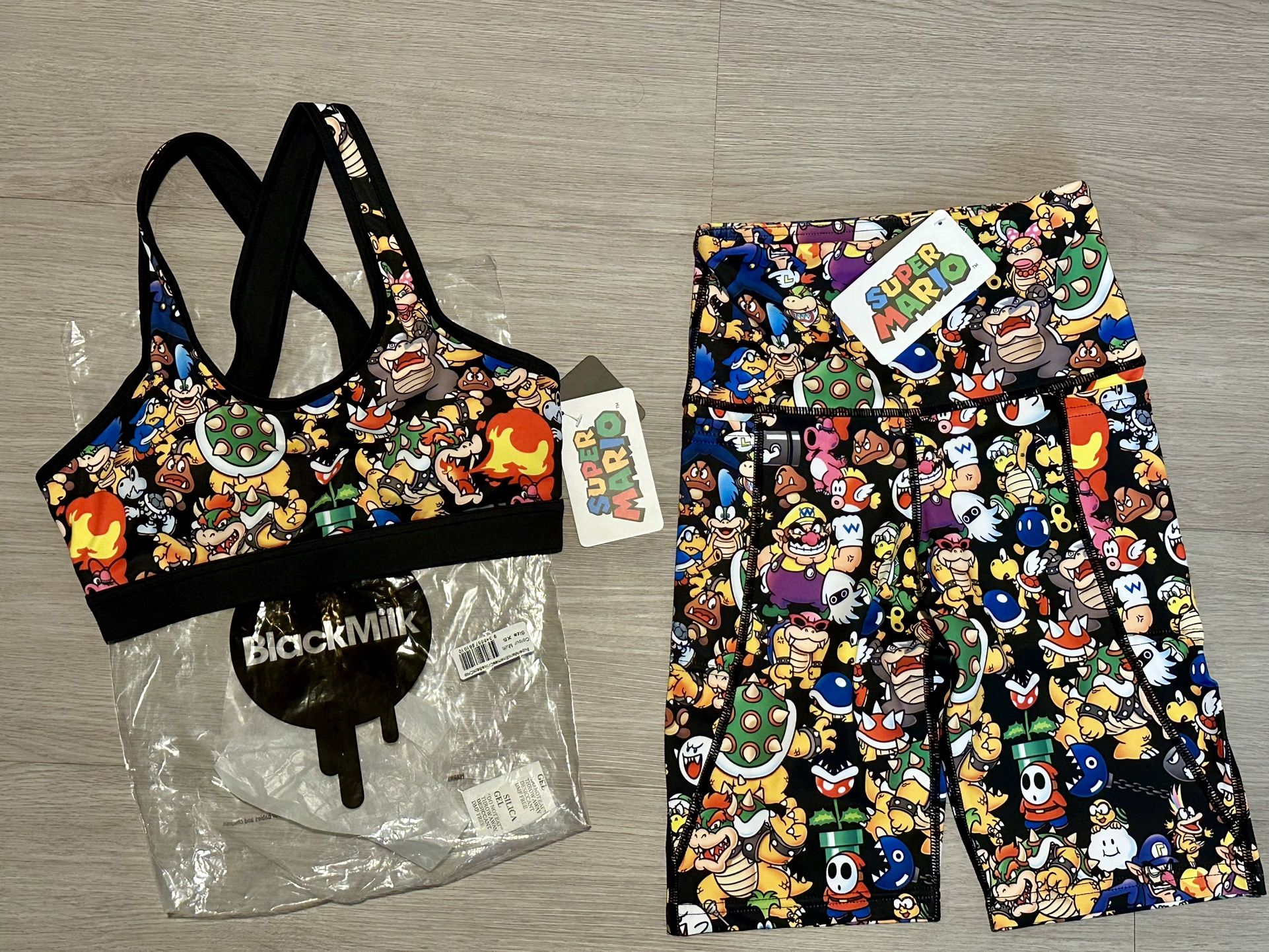 Nintendo Super Mario Crop Top and Bike Pants XS Brand New
