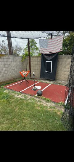 Batting cage net 50’x 12x12, L screen, batting mat and bak mat