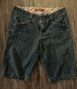 Y2K One 5 One Denim Bermuda Capri Jean Shorts Dark Wash 8