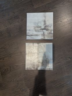 set Of 2 Wall Art Pieces Canvas Blue And Grey "Viscosity"