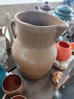 Large Antique Stoneware Pouring Pitcher