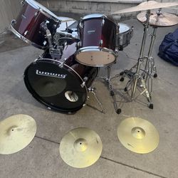 Ludwig Accent CS combo drum set 5 pc cherry metallic red